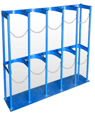 CHZDPP Floor Mountable Expansion Tank Mounting Bracket, Gas Cylinder Organizer Shelf with Adjustable Metal Buckle, Steel Cylinder Cabinet for Laboratory Hospital Factory(Blue,42.1in/107cm)