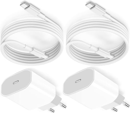 2Pack Adaptadores USB C con Cable 60W de 2m para iPhone 17/16/15, Blanco | Cable Tipo C a Tipo C 60W de 2m con carga rápida para iPhone 17/16/15 Pro Max, MacBook, iPad y Samsung Galaxy S26/S25/S24
