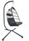 Foldable Rattan Swing Chair Hammock with Steel Stand Weather-Resistant Hanging Chair, Removable Cushion for Patio Garden Indoor Outdoor Use (Light Grey Ratten Hanging Chair with Light Grey Cushion)
