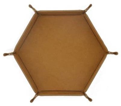 Würfelteller,Faltbare Würfelbretter Doppelseitig Würfelbrett,Samt Faltbar Würfeltablett Hexagon Würfelteller Leder Würfelbretter für Dungeons and Dragons RPG(Braun)