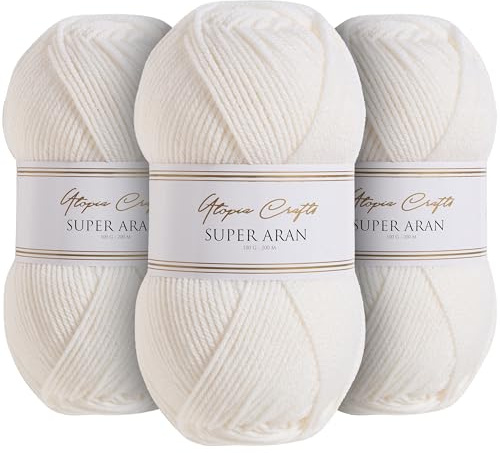 Utopia Crafts Super Aran Acrylgarn 100g/200m, vegan (3x100g)