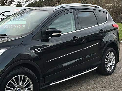 Team HEKO Wind Deflectors for Ford Kuga 2013-2019 Front and Rear Set of Window Deflectors, Accessories Smoked UV & Scratch Resistant Acrylic In-Channel Fitting Air Ventilation & Rain Protection