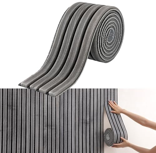 KAHCOP Wandpaneele Gepolstert Kinderzimmer, 2,8M Antikollision Selbstklebend Wandkissen, 3D Wandschutz Schlafzimmer, 1,1 cm Dick Wandverkleidung Bett for Schlafzimmer, Wohnzimmer (Grau Holz)