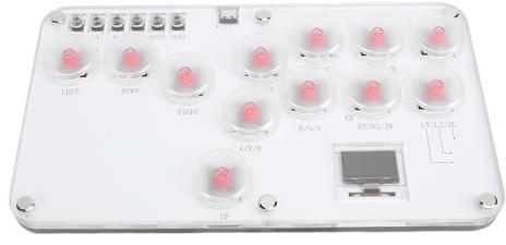 Diyeeni Controlador sin Palanca arcades Stick, 12 Teclas Todos los Botones Gamerfinger, arcades Fight Stick con Funciones Turbo, RGB Personalizado, para PC para Juegos Steam, Soporte