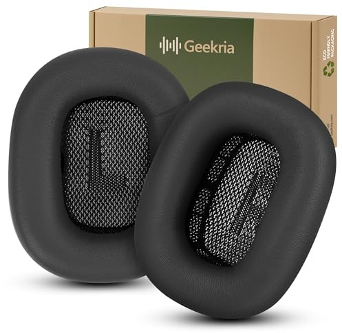 Geekria Elite Ersatz-Ohrpolster aus Schafsleder für Apple AirPods MAX (A2096)/MAX2 (A3184) Kopfhörer, Reparaturteile (Schwarz)