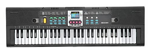 Wakects Mini-E-Piano mit 61 Tasten, Tragbare Kunststofftastatur mit Mikrofon, mit 6 Demo-Songs, Geeignet für Kinder und Anfänger