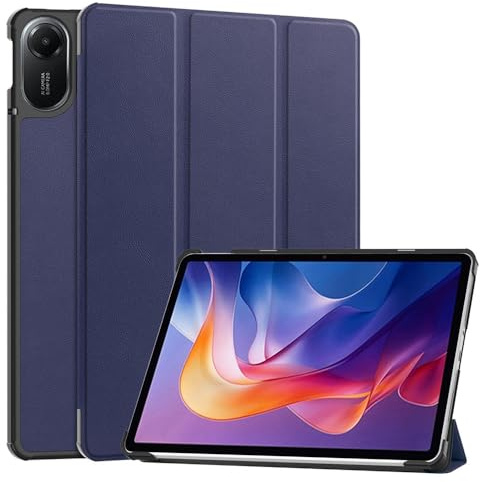 Techsuit für Xiaomi Redmi Pad 2 Hülle mit 360 Schutz, Mikrofaser Innenfutter, Verstellbare Betrachtungswinkel, Schlankes Design, Anti Fingerabdruck, FoldPro Series, PU Leder, Blau