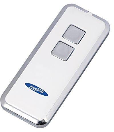 Télécommande de porte de garage/émetteur manuel 522 Mini Novotron sur 2 canaux avec code changeant KeeLoq, cryptage 64 ou 128 bits, 433 MHz, argenté/blanc (pile bouton fournie)