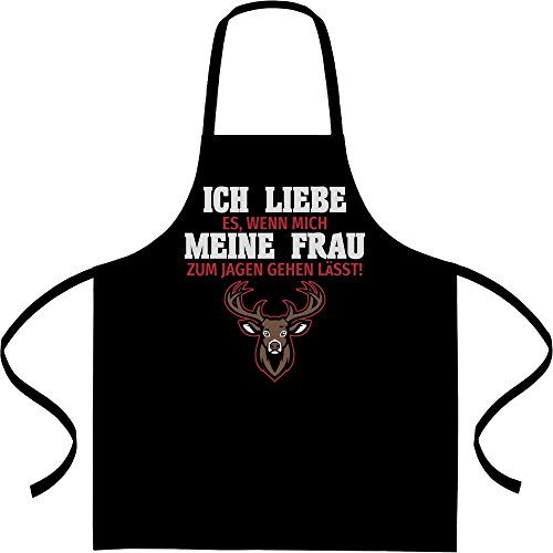 Shirtgeil Geschenke für Jäger Herren Liebe Frau Kochschürze, Grillschürze, Latzschürze One Size Schwarz