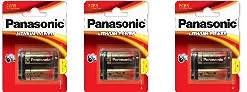 Panasonic Lot de 3 piles cylindriques au lithium photo 2CR5 6 V 2CR5M