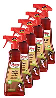 Poliboy - Leder Reiniger - für alle Lederarten, Kunstleder und Materialmix - extra langer Anlaufschutz - Lederreinigung - 5er Pack - 5x375ml Flasche (1,875 Liter) - Made in Germany