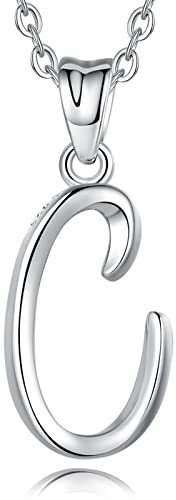 EUDORA Harmony Ball Kette mit Buchstaben C für Damen Sterling Silber 925, Halskette mit Anfang Buchstaben C Kette mit Namen Alphabet Initialen Anhänger Schmuck Geschenk für Frauen Mama Freundin, 45CM