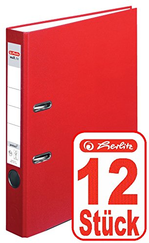 Herlitz Ordner maX.file protect (A4, 5 cm, mit Einsteckrückenschild) (Rot | 12 Stück)