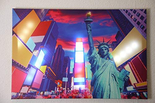 Dapo® LED-Wand-Leinwand-Bild-Leuchte-Lampe 60x40cm Stimmungs-Dekorations-indirekte-Leuchte-Lampe-Beleuchtung Batteriebetrieben, Ein/Aus-Schalter (New York)