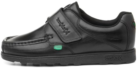 Kickers Fragma Boys Black Leather Easy Fasten Shoe - Size 6 - Black