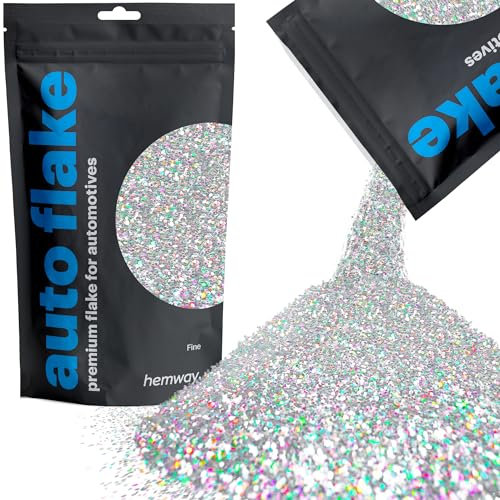 Hemway Premium Automotive Glitter Flake Paint Additive - Silver Holographic | Fine Metal Flakes for Car, Truck, RV, Motorbike & Boat Decoration | Mix with Auto Paint | 100 g