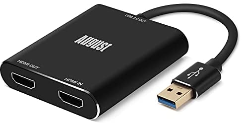August VGB500 Carte de Capture HDMI - USB 3.0 Full HD 1080p 60 fps – Parfait pour YouTube Twitch Plug Play – Capture Enregistrement Diffusion en continu PS4 XboxOne Nintendo Switch pour PC Mac Linux
