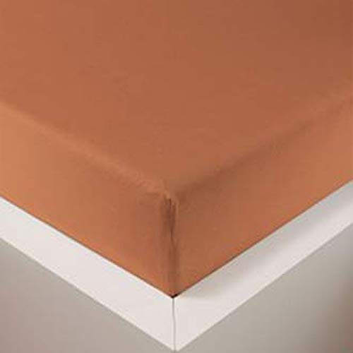 Schlummerglück Spannbetttuch mit hochwertigem Tencel, Falten- und bügelfrei, ideal für höhere Matratzen/Boxspringbetten, versch. Größen und Farben wählbar (Mandarine, 180-200 x 200-220 cm)