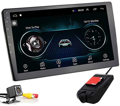 PolarLander 10 Pulgadas Android 8.1 Autoradio Bluetooth Universal 2 DIN - Radio de Coche con Reproductor estéreo y MP5, Navegación GPS, WiFi con cámara de visión Trasera y DVR