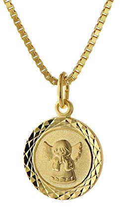 trendor Halskette für Kinder Engel Gold 585 (14 Karat) Vergoldete Kette liebevoller Goldschmuck für Kids, tolle Geschenkidee für Mädchen und Jungen 75325