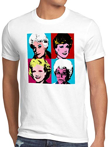 style3 Color Girls Herren T-Shirt golden Florida Sitcom Warhol, Größe:L, Farbe:Weiß