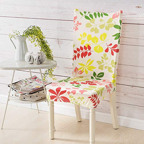 Chickw1 Stuhlhussen 2/4/6 Stück, Elastischer Stuhlbezug Abnehmbare Waschbar Für Hochzeit, Hotel, Bankett, Partys Deko Universal Modern Stuhlhussen (4 Stück,Farbige Blätter)