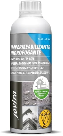 JOVIRA PINTURAS Imperméabilisant Hydrofuge à l'eau. Protection hydrofuge totale pour les façades, les toits, les terrasses, les trottoirs, les murs, etc. (1 Litre, Hydrofugant, Incolore)