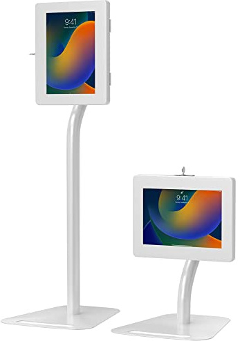 CTA Digital Kiosk-Bodenständer mit Diebstahlschutz, höhenverstellbar, für iPad 7/8/9, iPad Pro 27,9 cm (11 Zoll) Samsung & Microsoft Tablets – Weiß (PAD-PARAFDW)