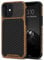 TENDLIN Kompatibel mit iPhone 12 Hülle/iPhone 12 Pro Hülle Holz und Carbon Textur Design Leder Hybrid Handyhülle (Schwarz)