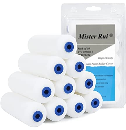 Mister Rui Foam Paint Roller, 4 Inch Paint Roller Cover, Small Paint Roller, Foam Paint Roller 4 Inch, Mini Paint Roller Cover, 4 Inch Foam Rollers for Painting Walls, Cabinets