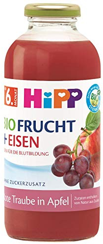 HiPP Bio-Fruchtsaft-Getränke +, Rote Traube in Apfel mit Eisen, 500 ml