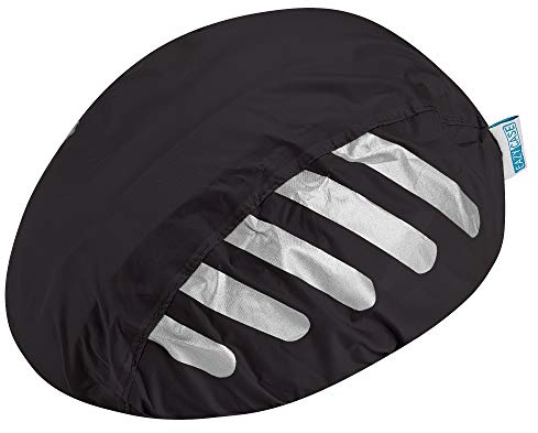 EAZY CASE Fahrradhelm Regenüberzug, Regenschutz für Helme, wasserabweisender Helmüberzug mit Gummizug, Reflektor Helmschutz Regenabdeckung für mehr Sicherheit im Straßenverkehr, Schwarz