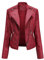 Yynuda, Giacca da motociclista da donna in ecopelle, elegante, con cerniera, classica, corta, Rosso, M