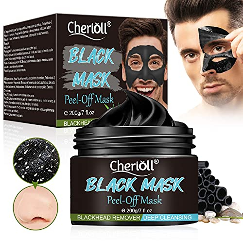 Black Mask, Peel-off Maske, Mitesser Maske, Anti Akne Öl-Kontrolle Reinigung, Anti Mitesser Bambus Holzkohle Tiefenreinigung Porenreinige Ölkontrolle für Herren-200g