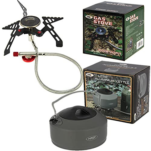 NGT Fishing Gas Portable Stove Compact High 3000w Output + Outdoor Double Grill