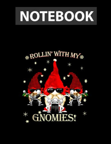 Biker Christmas gnomes Biker Garden Christmas Gnome Elves Notebook - College Ruled 8.5 x 11