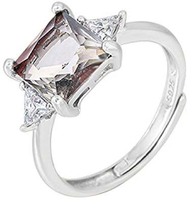 WLLDDDIU Ring Damen,Ring Aus 925Er Sterlingsilber/Einfacher Retro-Quadrat, Schwarz-Weißer Farbverlauf, Turmalin, Einzigartig/Verwendbar, Ringe, Schmuck, Geschenke Für Jungen, Mädchen, Männer, Fr