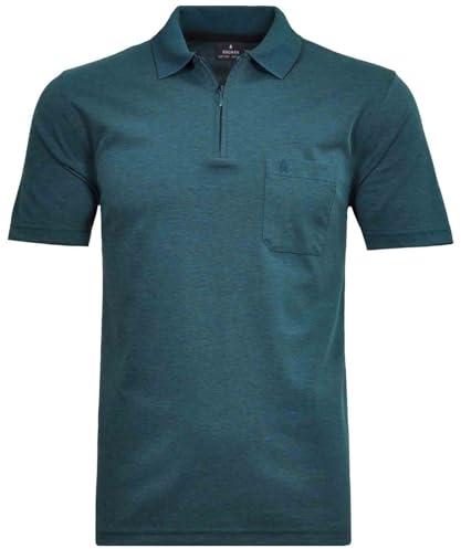 RAGMAN Herren Softknit-Poloshirt mit Zip Dunkelgrün-357, 4XL