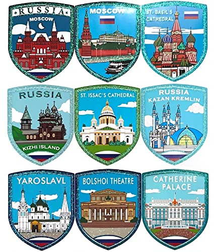 A-ONE Russian Travel Landmarks Irisierende Glitzer-Landschaft Fabelhafte Aufkleber 9 PCs+Blue Angel mit Wings Craft Biker Patch 1 PC, Gift Astonishing Label für Jug, Raumdekor SR2+Nr. 281