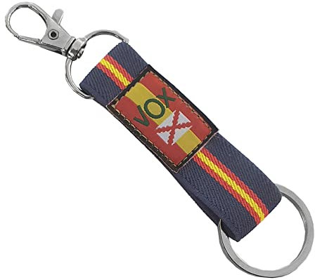 Tiendas LGP - Llavero Bandera de ESPAÑA y Lona, VOX, con anilla y mosquetón, azul