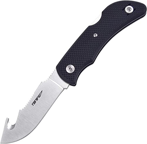 TONIFE CKT2102 Klappmesser mit Aus-8 Edelstahl, Camping Taschenmesser mit Griff G10 Taschenclip (Schwarz)