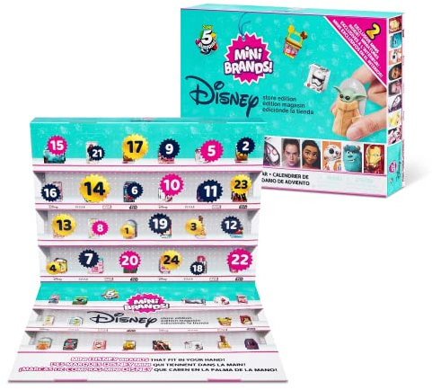 Mini Brands Disney Store Series 2 Limited Edition Advent Calendar by ZURU - 24 Day Advent Calendar, Includes 4 Exclusive Minis, Real Miniature Brands Collectibles