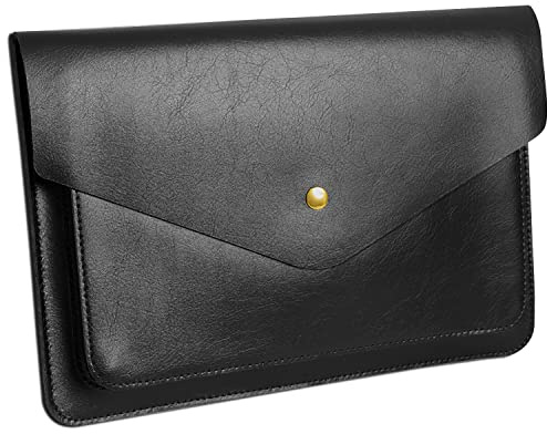Benfan Leather Laptop Sleeve 13 Inch Compatible for 2024 13inch MacBook Air A3113 M3,13 MacBook Pro M2, Surface Pro 3 4 5 6 7, Dell XPS 13 Color Color Black