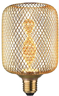 Paulmann 29084 Metallic Glow Edition Standard 230V LED Leuchtmittel Zyl E27 Helix 3,5W 130lm 100mm Messing Metall 1800K