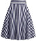 Damen Swing Rock 50s Retro Vintage Rockabilly Knielang Festliche R?ck 50er Jahre Vertikale Streifen A-Linie Faltenrock High Waist Skater Rock Party M?dchen Glocken Sommer Freizeitrock Marineblau L