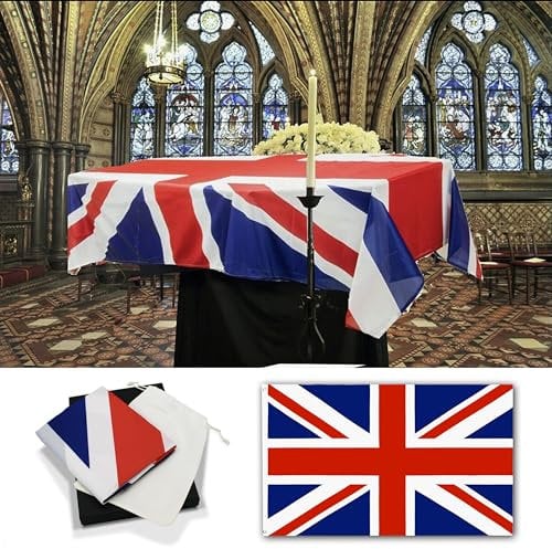 Strength & Honour Union Jack UK Funeral Funerals - Bandera gigante de 2,4 x 1,5 m, con bolsa de cordón de algodón orgánico 100% puro y caja de embalaje de lujo