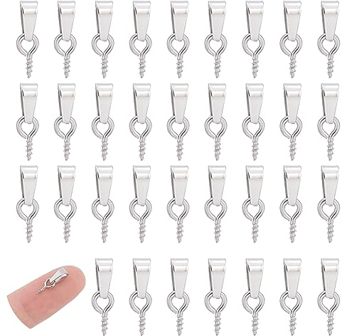 UNICRAFTALE 60 Pz Vite Perni A Occhio Peg Bails 4x8mm Ganci A Occhio In Acciaio Inossidabile Viti A Occhiello Piccole Chiusure Filettate Ganci Mini Cerchio In Metallo Piolo per Perline Mezze Forate