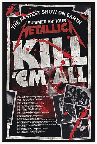 empireposter Metallica - Kill´em All 83 Tour - Heavy Metal, Hard Rock - Poster Druck 61x91,5 + Wechselrahmen, Shinsuke® Maxi Kunststoff Weiss, Acryl-Scheibe