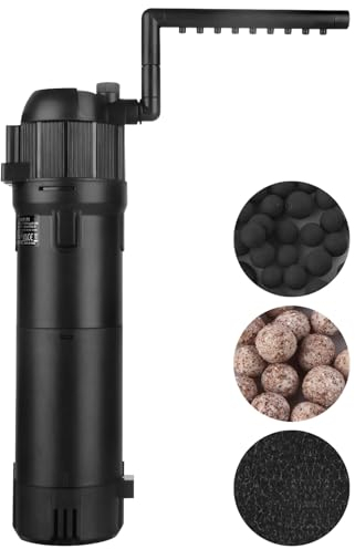 ITIY 3-Stufen Aquarium Filter in-Tank-Filter Innenfilter Fisch Schildkrötenfilter 6W 650L/H Water Pump für 50-300L Aquarien mit Belüftung/Regenfall-Modi, Durchflussrate und Richtung einstellbar