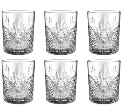 INTRECCI Set da 6 Bicchieri di Vetro Eleganti per Acqua Bevande Cocktail Capacità 31 cl - 100% Vetro, Certificati per Alimenti, Lavabili in Lavastoviglie (Modello Kiel)